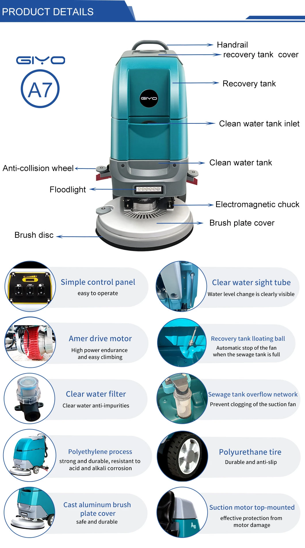 Tile Floor Cleaner Walk Behind Automatic Commercial Floor Scrubber Dryer