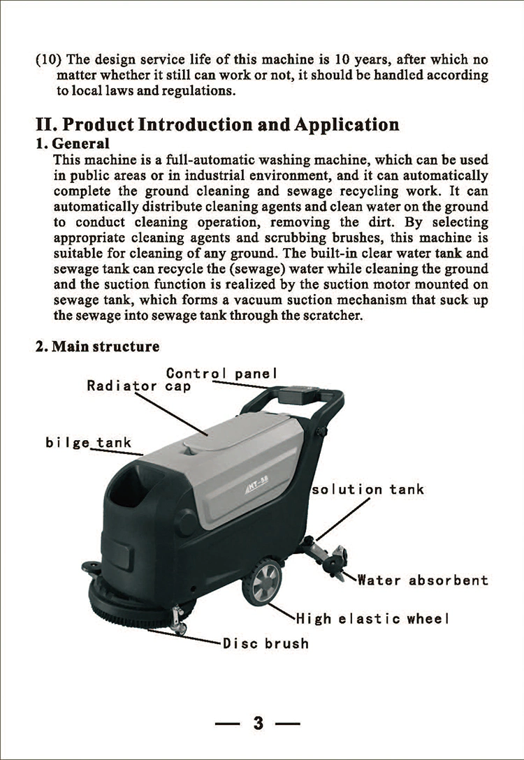 Hand Push Scrubber Dryer for Cleaning Narrow restaurant and Hotel