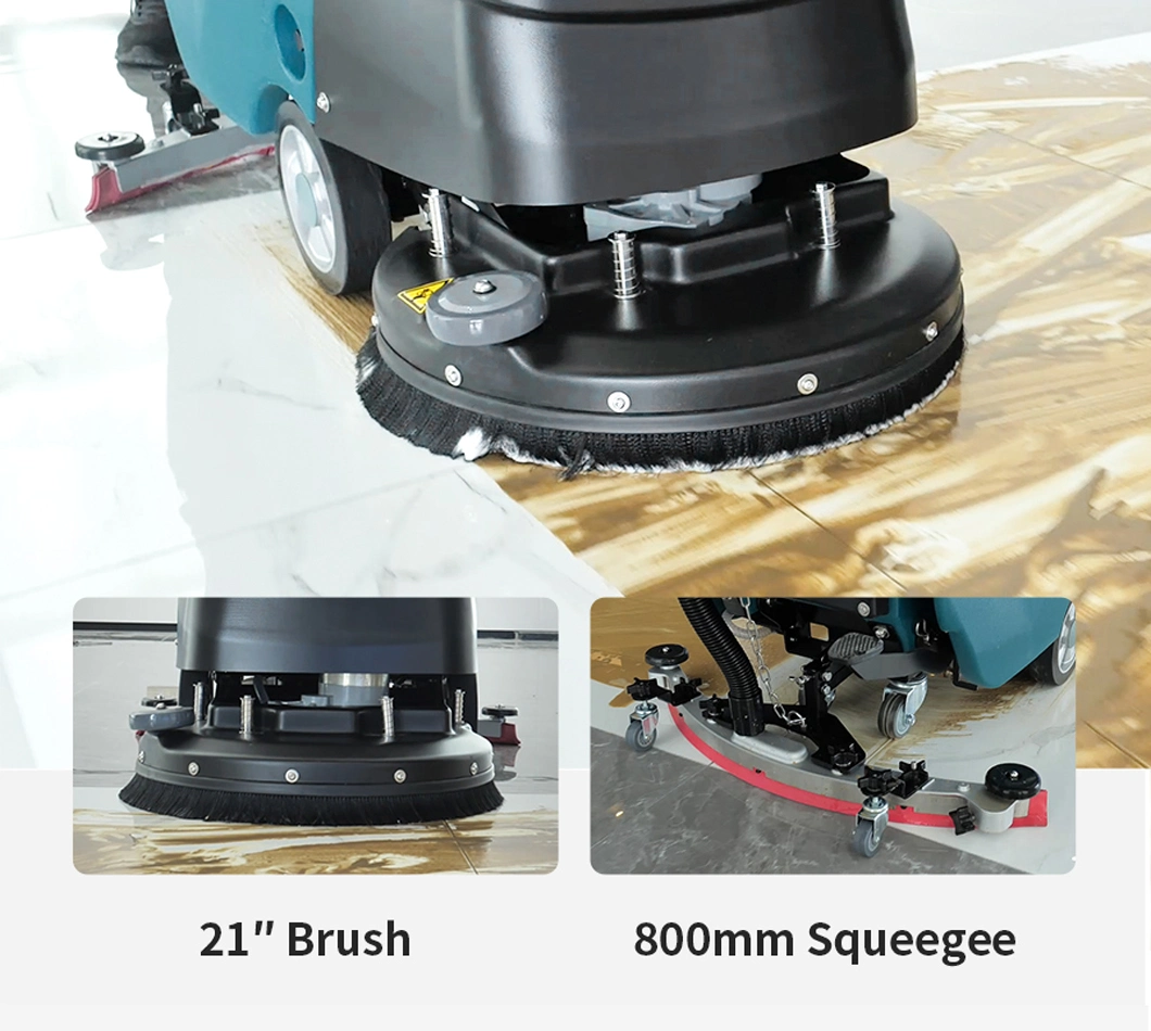 Floor Washing Cleaning Machine Walk Behind Hand Push Floor Scrubber Dryer with Single Brush